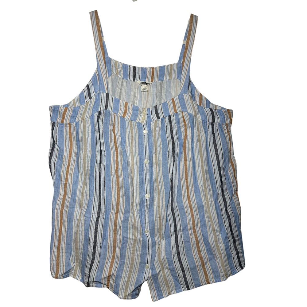Caslon Striped Button Front Top Women's‎ XXL Blue Tan